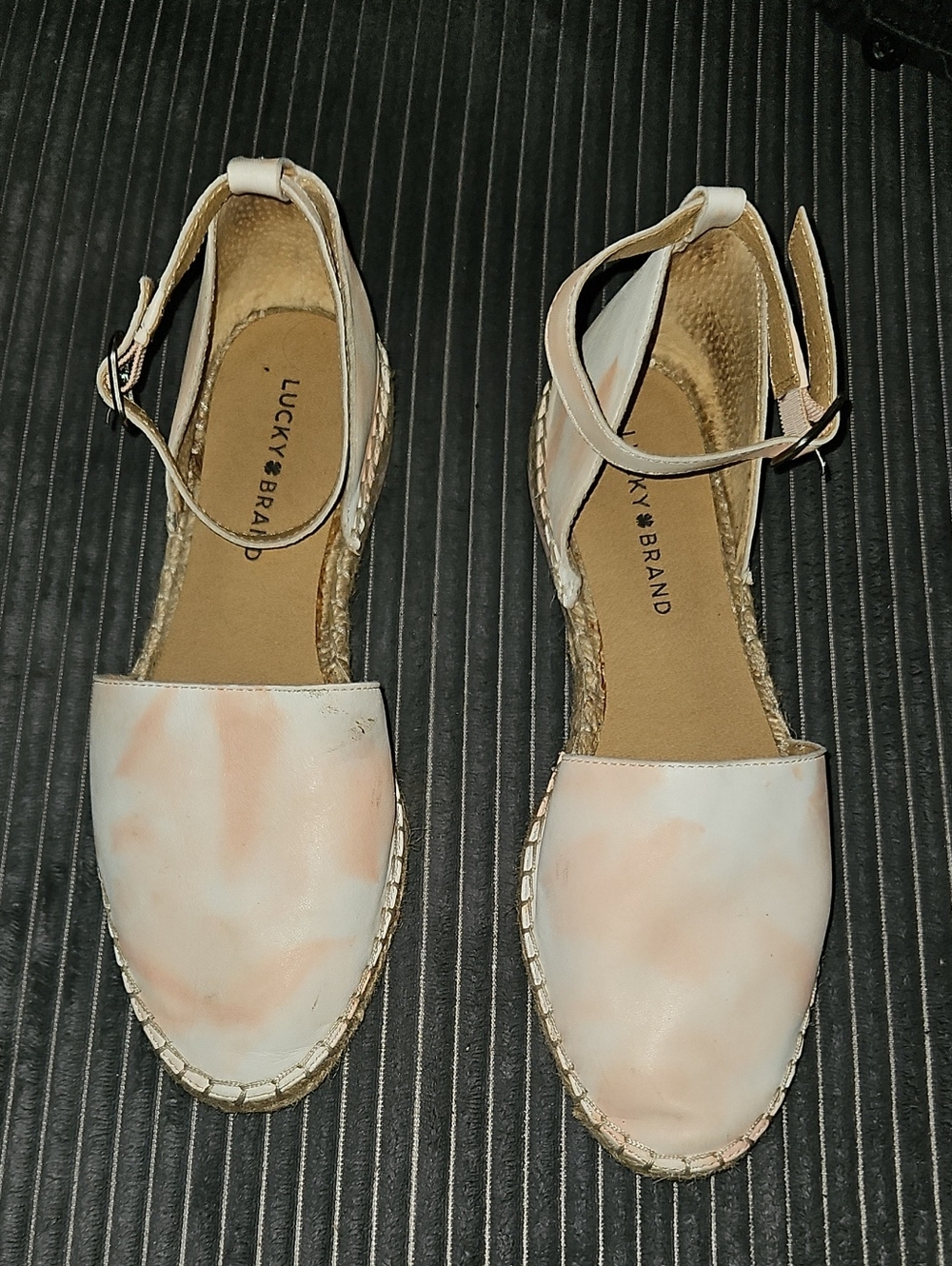 Lucky Brand Reniya espadrille flat pink white tie-dye closed round toe Sz 8.5